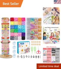 Bracelet Making Kit, 7400 Pcs Clay Beads Flat round Clay Beads for Jewelry Makin