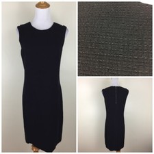 VINCE Womens sz 6-8 Black Exposed Zip Back Sleeveless Tweed Shift Dress