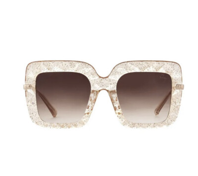 Betsey Johnson Glitter Sunglasses Vintage Betsey Johnson Wayfarer Sunglasses, Yellow Glitter  main image 4