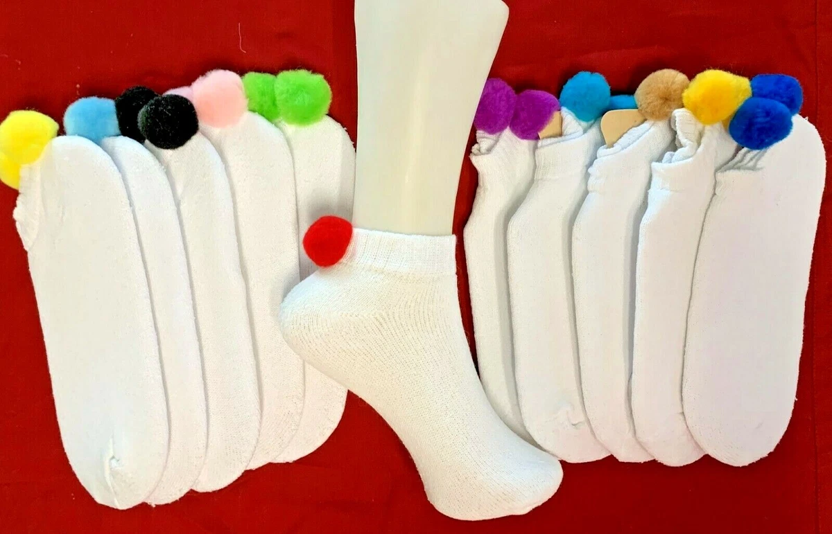 POM BALL SOCKS * Short Ankle MIXED COLORS 10 | eBay