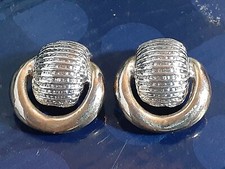 VINTAGE PAIR TWO RETRO SHOE/CLOTHING BUTTON COVERS Gold/Silvertone