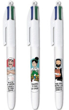 LOT DE 3 STYLOS BIC 4 COULEURS - COLLECTION / EDITION LES COMMERCANTS