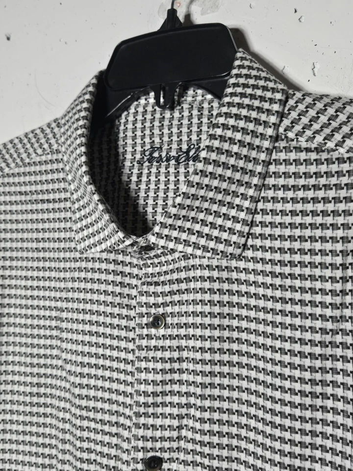 Camisa de vestir Tasso Elba para hombre pata de gallo manga larga talla XXL boda iglesia Foto 4 de 4