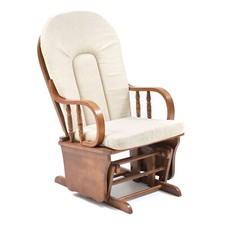 Poltrona Dondolo Legno Douglas con Cuscino Beige Legno Massello Noce 50x68x107h