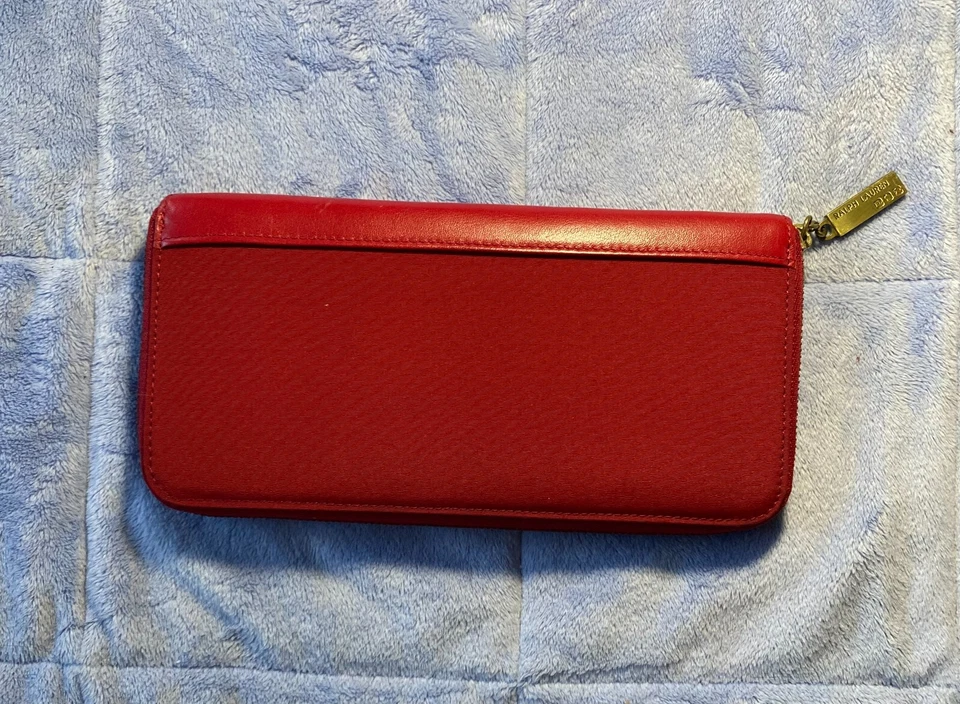 Cartera vintage Polo Ralph Lauren de cuero con cremallera para mujer con estuche de cosméticos Foto 2 de 4