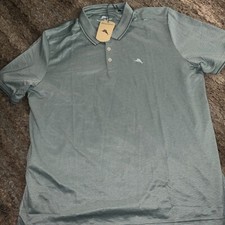 Tommy Bahama Polo Shirt Men  s Medium Oil Blue  Short Sleeve NWT 110 New