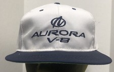 Oldsmobile Aurora V-8 Leather StrapBack Cap Trucker Hat Made in USA by La Mode
