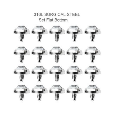 Wholesale 100 Pack 14G Dermal Anchors Flat Bottom Dome Surgical Steel Gems Set