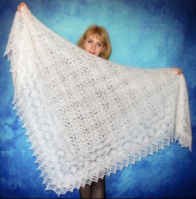 White Russian Orenburg shawl,Goat wool wrap,Warm stole,Bridal cape,Lace kerchief