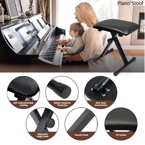 Adjustable Music Keyboard Stand Portable Piano Stool X-Shaped Bench Seat Set AU - Picture 11 of 21