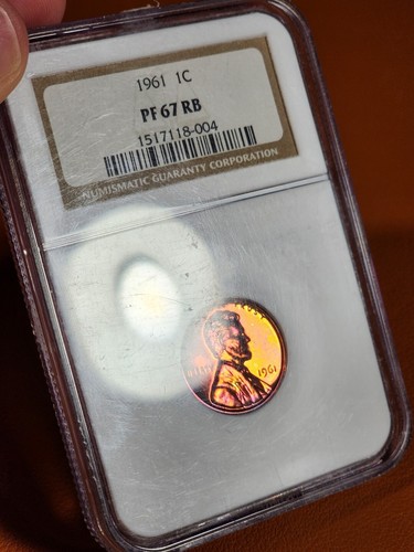 1961 Proof Penny Lincoln Memorial Cent NGC PF67RB Neon Electric Rainbow Toned - Picture 9 of 12