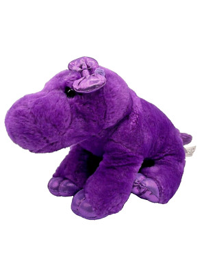 Girlz Nation PURPLE HIPPO Glittery Bow & Paws~Soft & Squishy!~by Aurora World