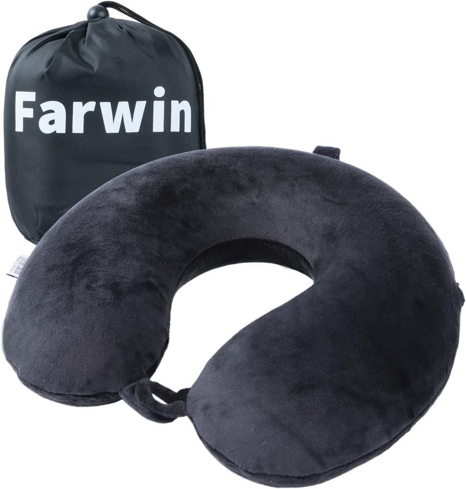 Travel Pillow,100% Pure Memory Foam U Shaped Neck 30X30X9cm, Black