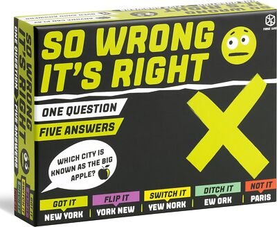 So Wrong Its Right Das Quizspiel mit einem Unterschied Mind Melting Kartenspiel