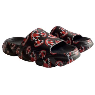 Champion Slide Sandals Mens 10 Black Red Meloso Squish Smile  display picture 3