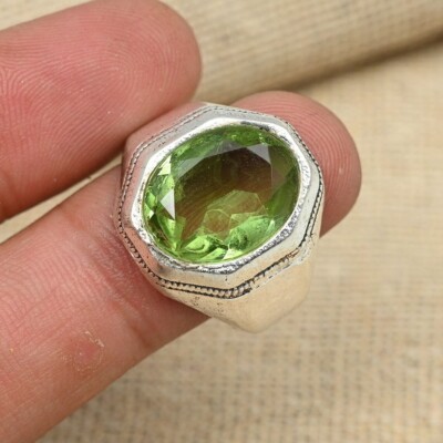 Peridot Ring 925 Silver Handmade Boho Minimalist Ring August Birthstone Gift Her