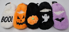 Halloween Bat Ghost Pumpkin BOO Slipper Socks Women  s Size S/M 5-7 Hide  Eek
