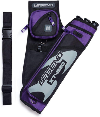 Carquois De Hanche Pour Tir à L'arc XT320 - Nylon, 3 Tubes à Flèches, Réglable, Droitier, Couleur Violet
