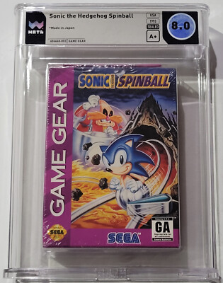 1993 SONIC THE HEDGEHOG SPINBALL Sealed Box Game Sega Game Gear WATA 8.0 A+ Seal