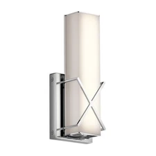 Kichler Trinsic Wall Sconce LED, Chrome, Satin Etched White - 45656CHLED