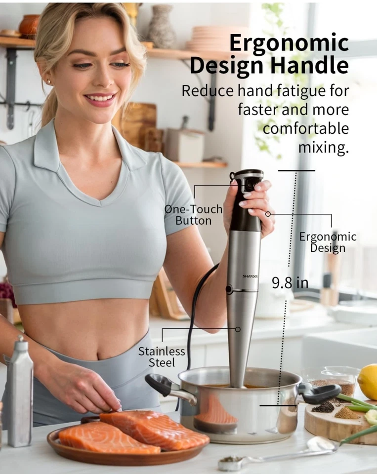 Stabmixer, 5 in 1 Stabmixer für Küche, Leistung 1200 W, 20 Geschwindigkeiten & Turbo Stick - Bild 3 von 4