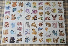 6 x Sheets Super Cute POKEMON Stickers EEVEE EVOLUTIONS 4cm Good Size