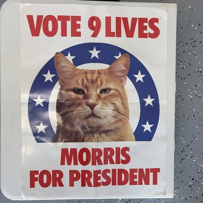 RARE  1987 Morris the Cat for President 9Lives Campaign poster Advertising 