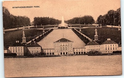 Vintage Postcard Nymphenburger Park Munich Germany Palace View