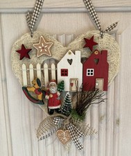 Handgefertigter Deko T&uuml;rkranz T&uuml;rh&auml;nger Haus Home Weihnachtsmann Pferdchen -1001