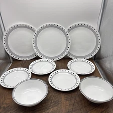 Set Of 9 Corelle City Block 3 dinner plates 4 salad plates and 2 bowls