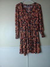 Wild Fable Dress Womens Small Multicolor Floral Wrap Fit & Flare Long Sleeve