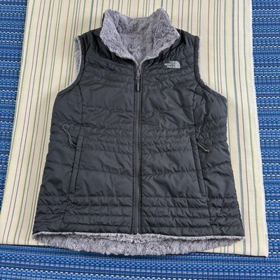 The North Face Vest Womens Large Black Quilted Fleece Lined Full Zip Outdoor