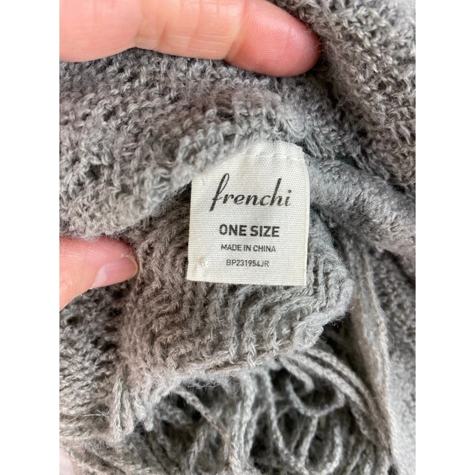 Frenchi Mujer Gris Flecos Delicado Volantes Tejido Bufanda 80"L X 13"W Foto 4 de 4
