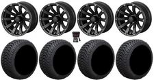 LSI Beast 12" Golf Wheels Matte Black 205x30 Cruze Tires E-Z-GO & Club Car