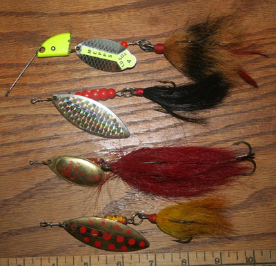 Vintage Lot of 4 Mepps Musky Killer-Luxor- Spinner Lures -Used!