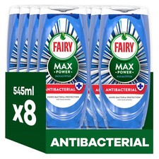 Fairy Max Power Washing Up Liquid Antibacterial 8 x 545ML Easy & Effortless 6.17 per litre