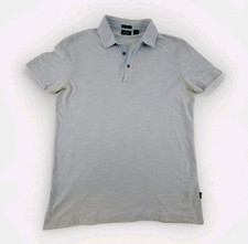 Hugo Boss Mens M Polo Shirt Light Blue Regular Fit 100 Cotton Short Sleeve