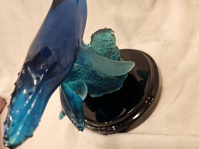 Wyland 1990 Humpback Whale & Calf Teal Blue Lucite Sculpture Ocean