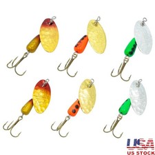 Hammered Spinners Fishing Lure Kit 6 Pack Treble Hook Trout Bass Walleye New