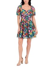 Kensie Embroidered Mesh Mini Dress Women's
