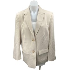 NEW NA-KD Women's Cream White Twill Oversized Button Blazer Coat Jacket Size 6