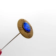 Antique Hatpin Deep Blue Faceted Stone Hat Pin