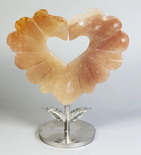 Natural Strawberry Quartz Crystal Stone Swan love Heart Statue +Stand