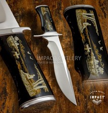 Model # 6594 Impact Cutlery Custom Bowie Knife with  Engraved Bull Horn