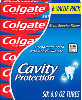 Cavity Protection Toothpaste with Fluoride, Minty Great Regular Flavor, anti Cav