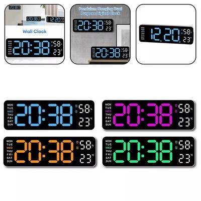 Elektronische Uhr Digitale LED Große Anzeige Wandschischtisch Wecker Temperatur
