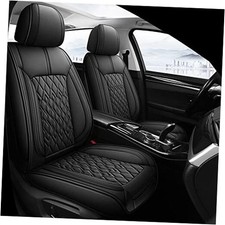Leather Car Seat Covers Front Pair, Waterproof Breathable FRONT SET B-BLACK