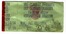 Def Leppard & Journey 7/3/06 Hershey PA Hersheypark Stadium Rare Ticket Stub
