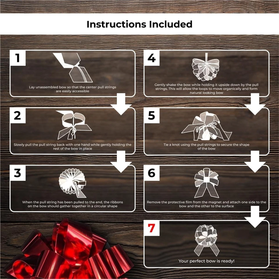 Red Magnetic Bow for Cars - 30 Inch Jumbo Gift Decoration - Image 4 of 4