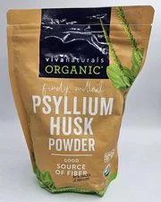 Viva Naturals Organic Psyllium Husk Powder 24 oz/1.5 lbs, 136 Servings Exp 08/26